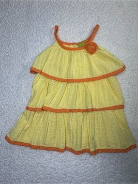 Yellow Tiered Sundress with Orange Trim